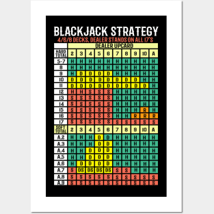 Blackjack Strategy Card I Card Deck I Casino  graphic Posters and Art